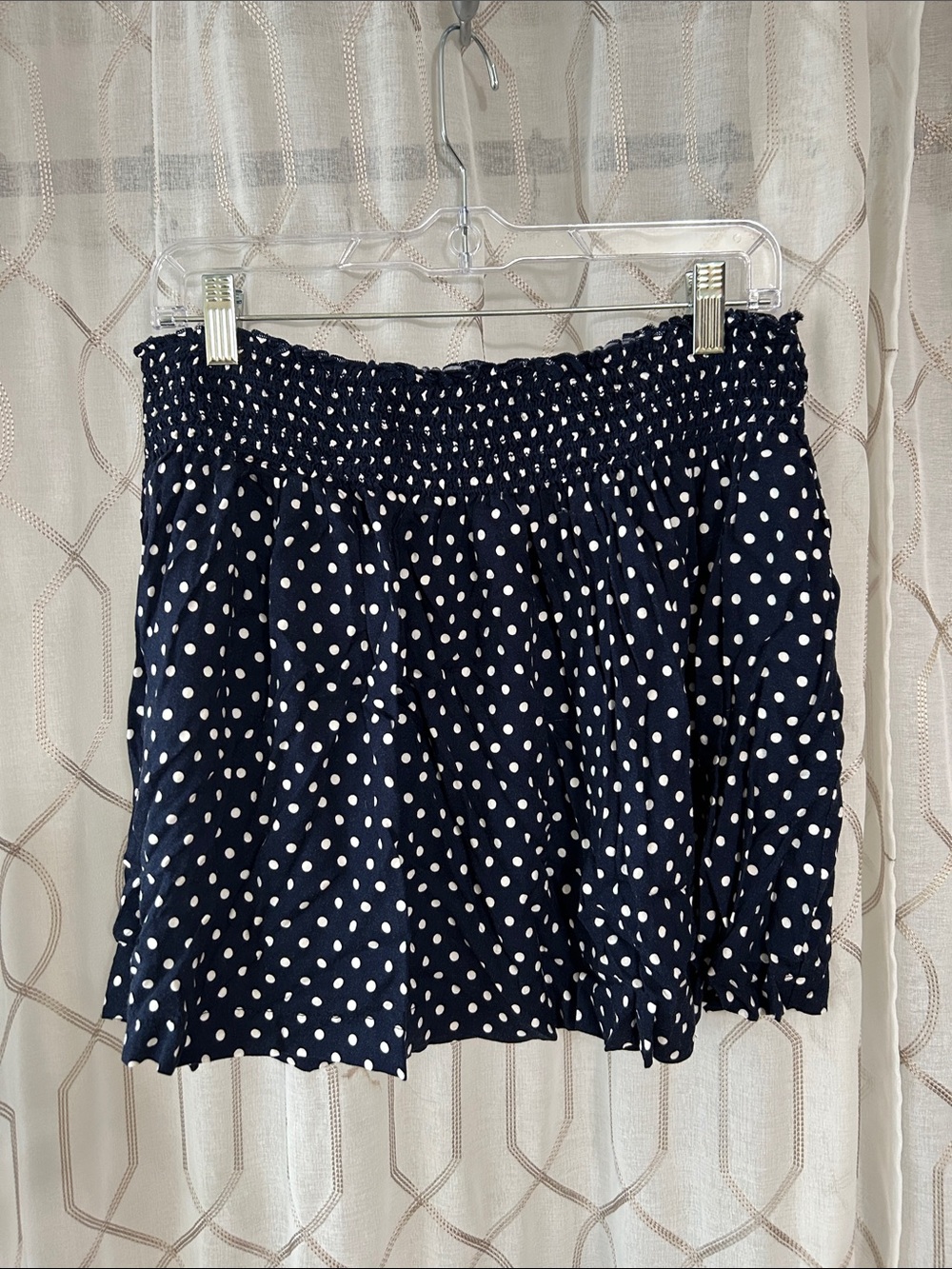 Maurices Navy Polka Dot Smocked Mini Skirt